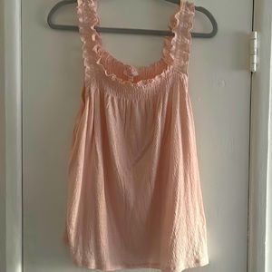 Pink ruffle tank top stretchy never worn